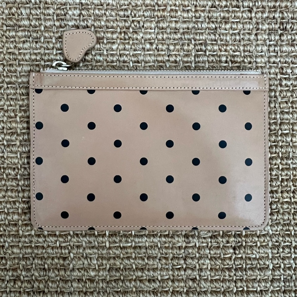 J.Crew Leather Polka Dot Accessories Pouch